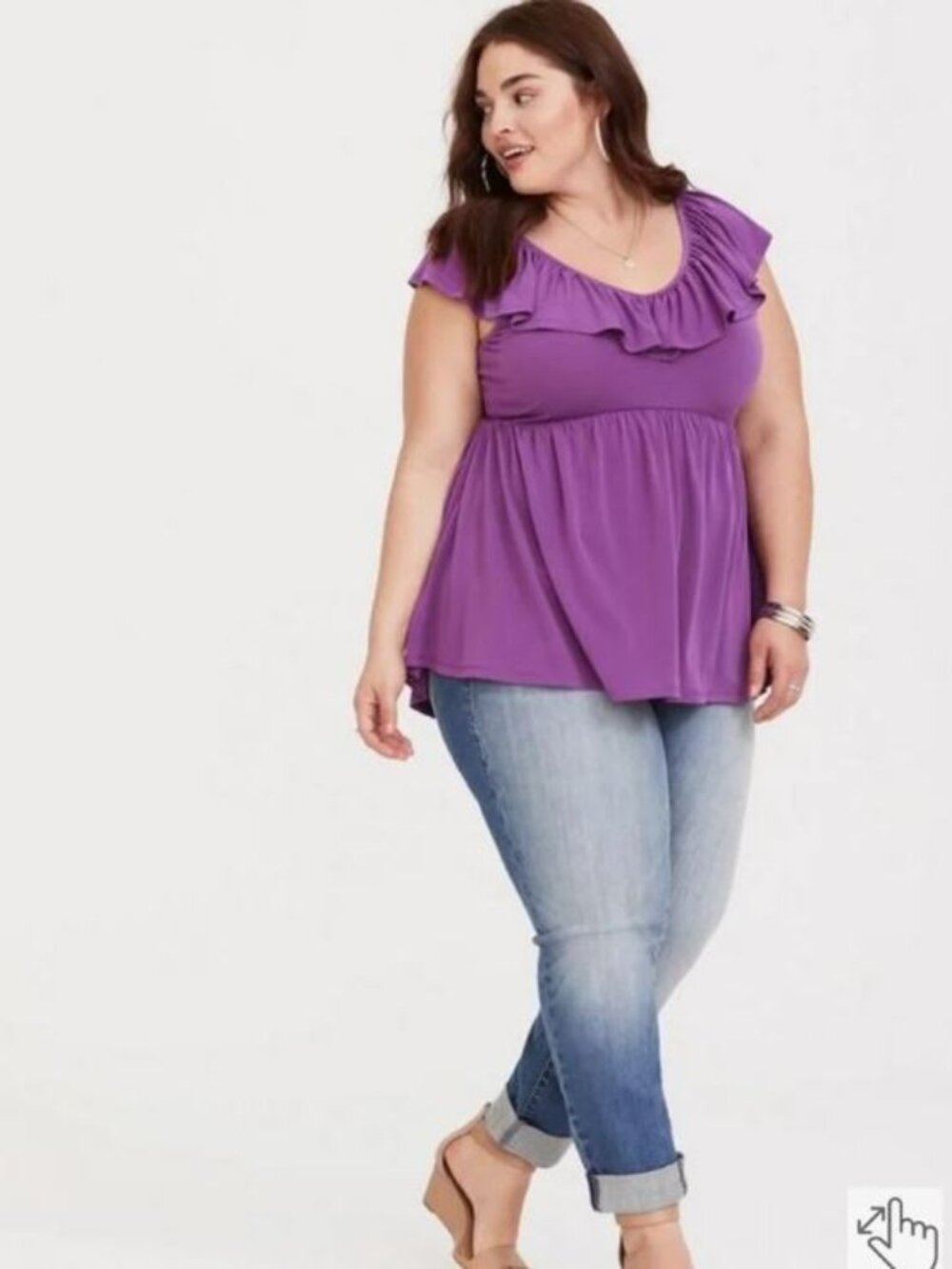NWT Torrid 2X Babydoll Flutter Sleeve Top Purple Plus Size 2